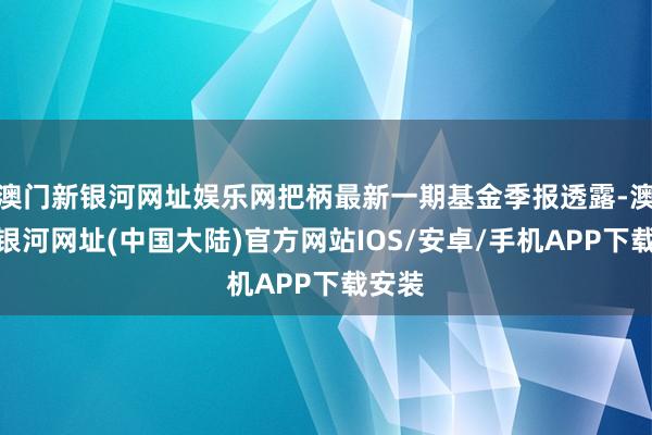 澳门新银河网址娱乐网把柄最新一期基金季报透露-澳门新银河网址(中国大陆)官方网站IOS/安卓/手机APP下载安装