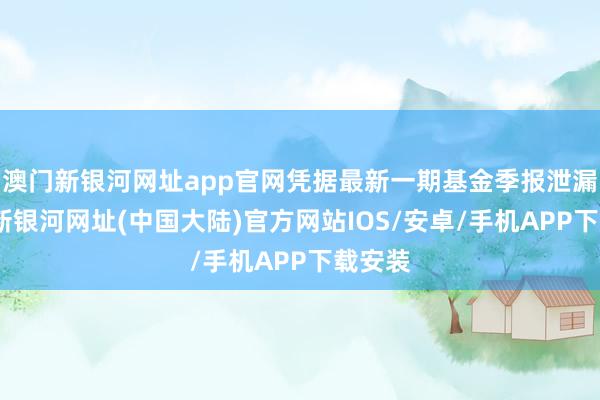 澳门新银河网址app官网凭据最新一期基金季报泄漏-澳门新银河网址(中国大陆)官方网站IOS/安卓/手机APP下载安装